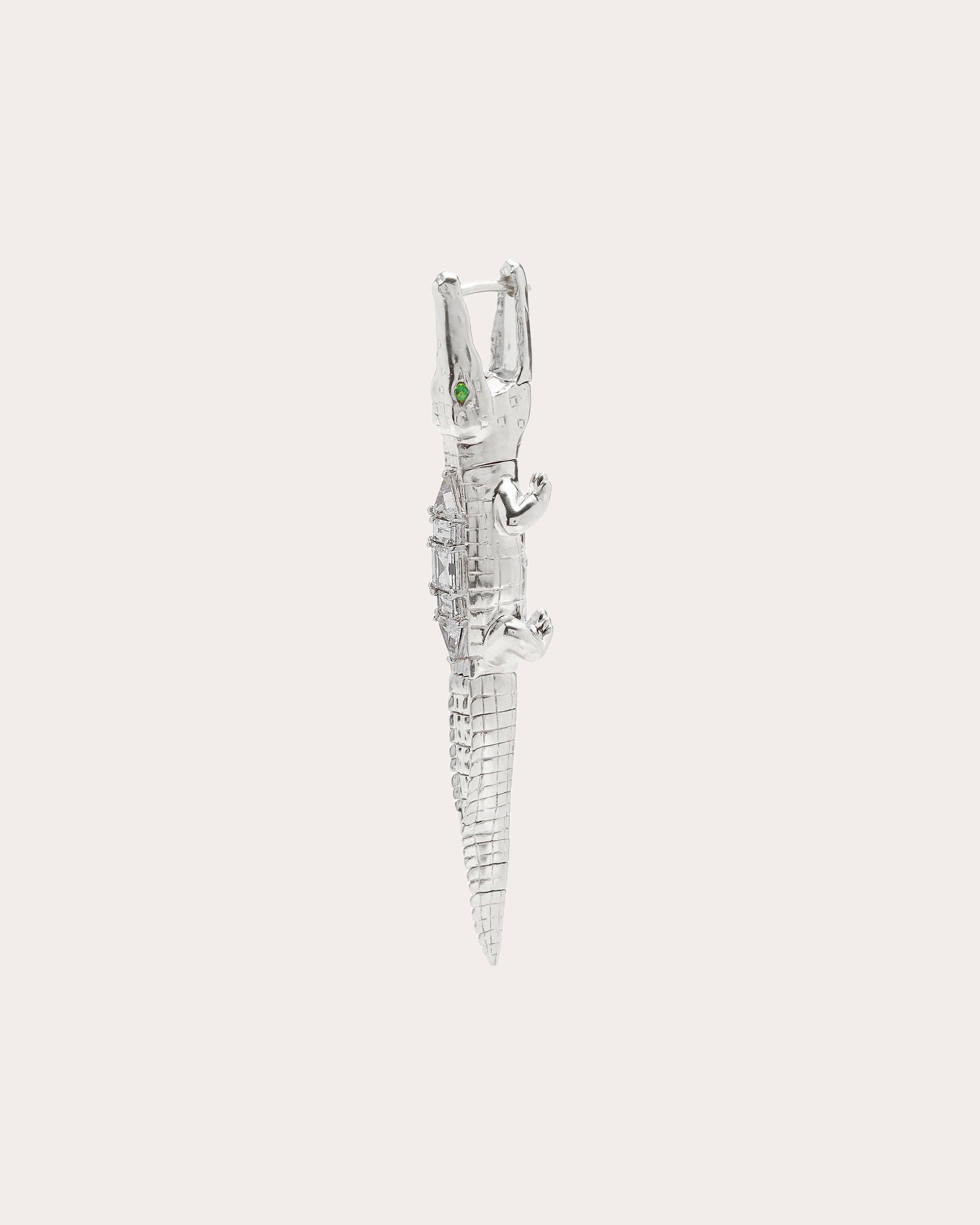Diamond & Tsavorite Art Deco Alligator Bite Drop Earring