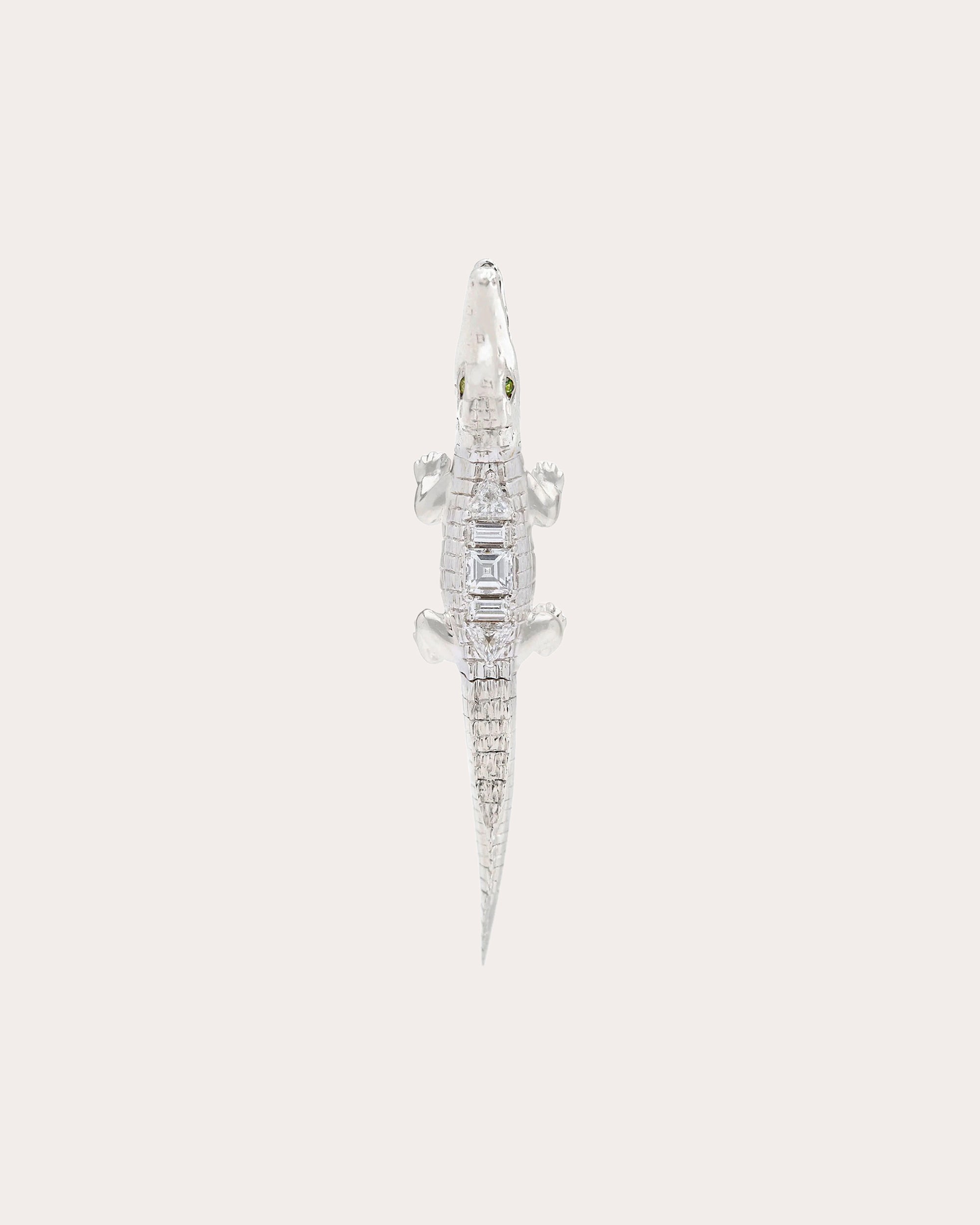 Diamond & Tsavorite Art Deco Alligator Bite Drop Earring