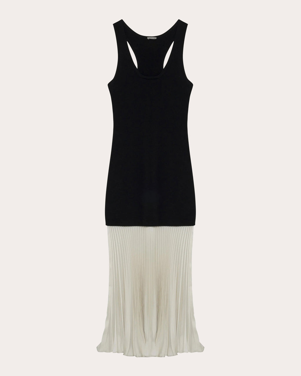 Zaden Knit Chiffon Pleated Drop-Waist Midi Dress
