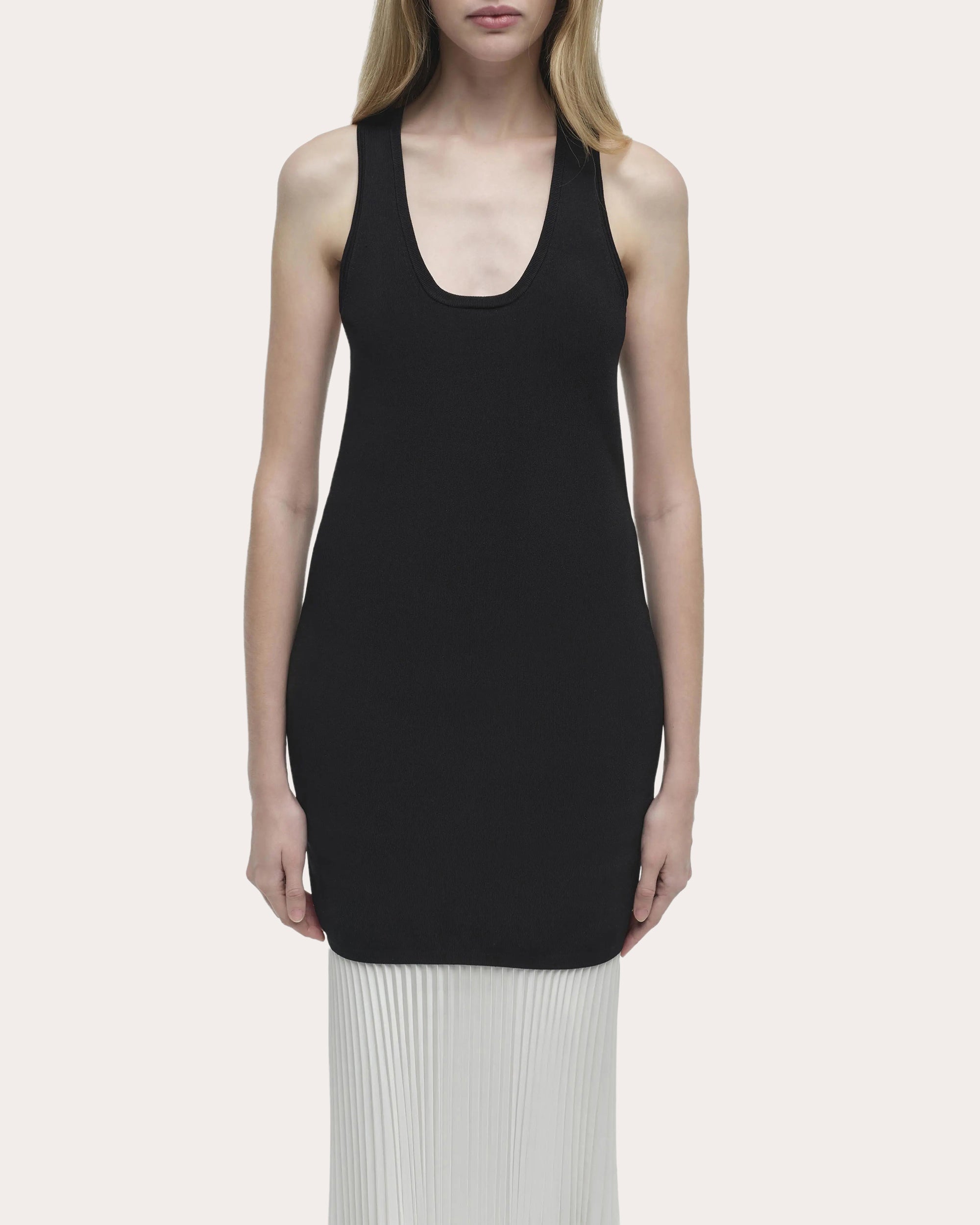Zaden Knit Chiffon Pleated Drop-Waist Midi Dress