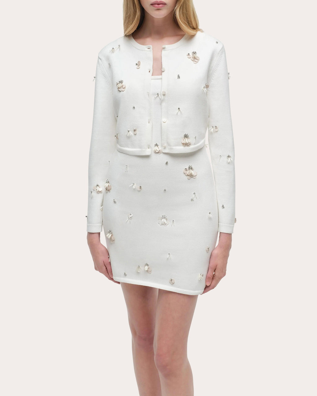 Zadie Crystal Sequin Cashmere Cropped Cardigan