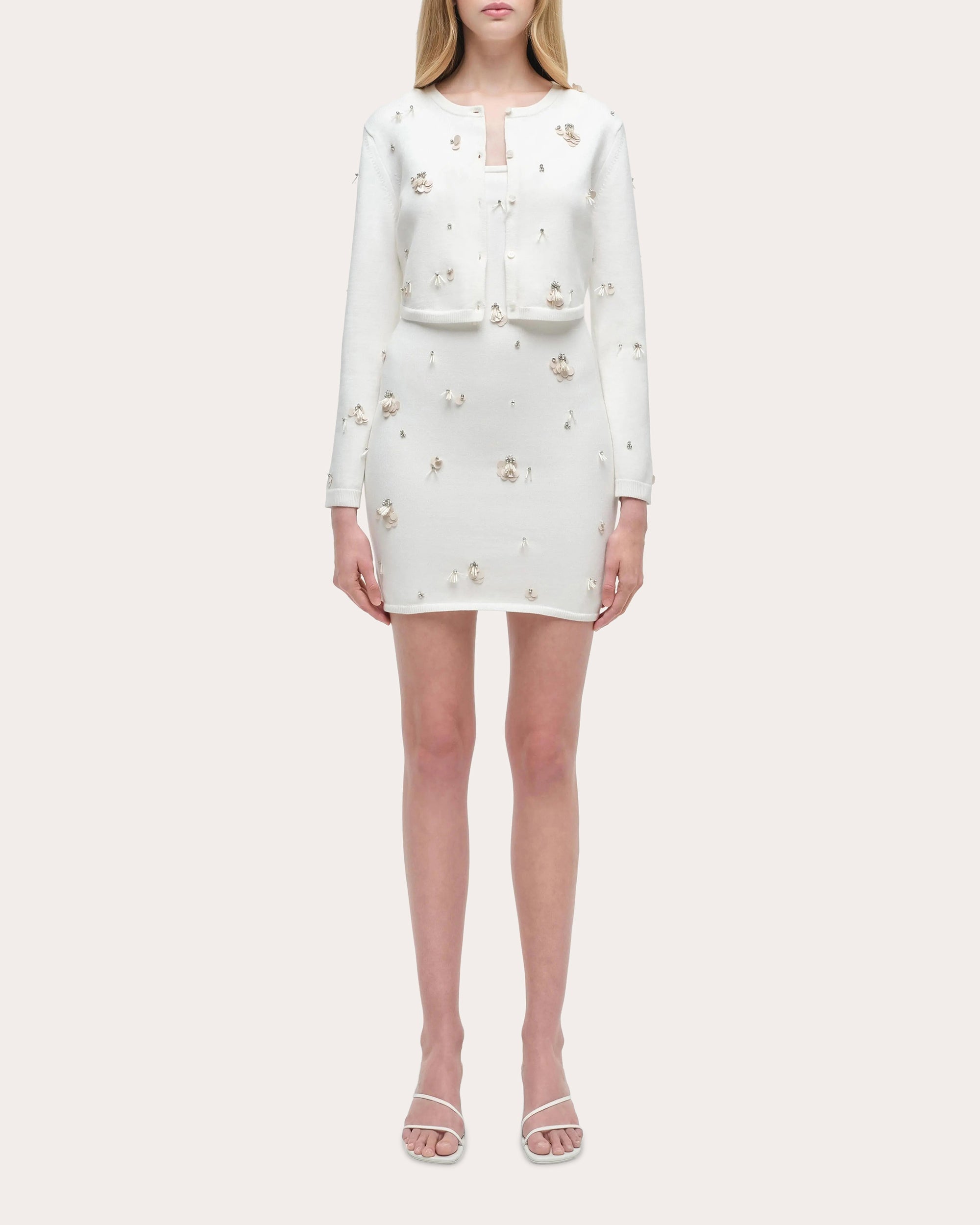 Zadie Crystal Sequin Cashmere Cropped Cardigan
