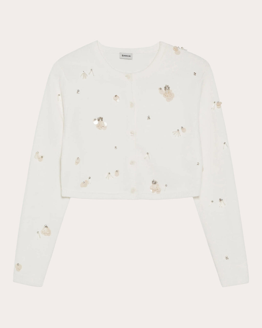 Zadie Crystal Sequin Cashmere Cropped Cardigan