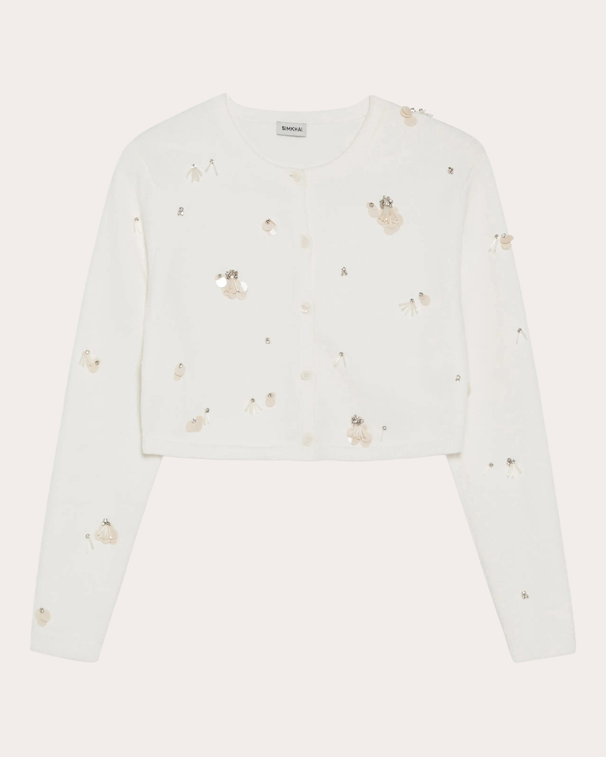 Zadie Crystal Sequin Cashmere Cropped Cardigan