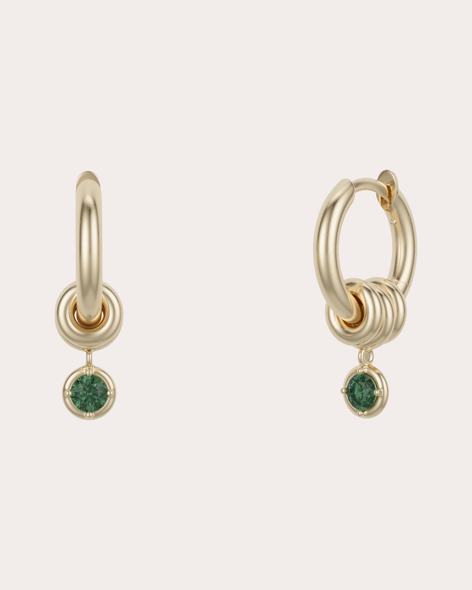 Emerald & 18k Gold Zahra Hoop Earrings