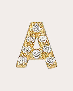 Diamond & 14k Gold Initial Stud Earring