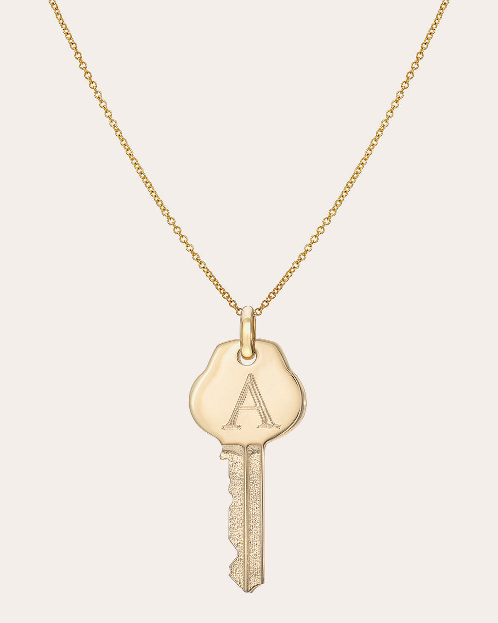 14k Gold Key Initial Pendant Necklace