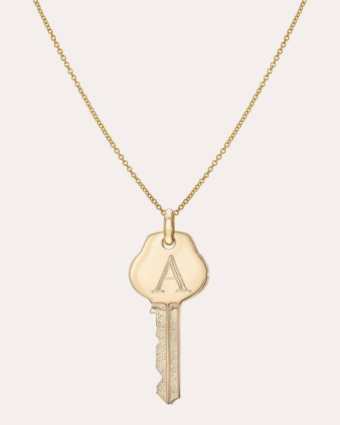 14k Gold Key Initial Pendant Necklace